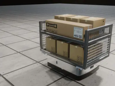 Industrial  3D AGV Trolley Free low-poly 3D model