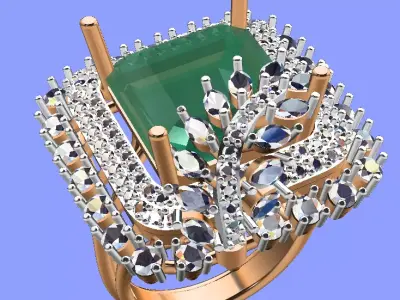 cocktail diamond ring 3D print model