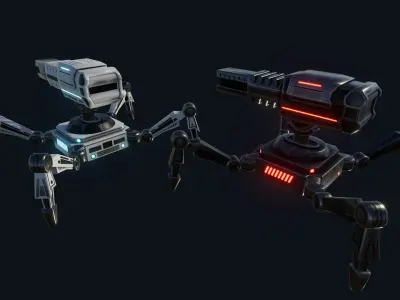SciFi Turret Gun Insect Low-poly 3D model