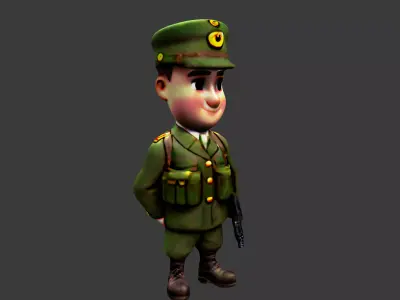 Cartoon World War I Soldier Low-poly 3D model