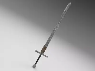 Medieval two-handed sword Low-poly 3D model