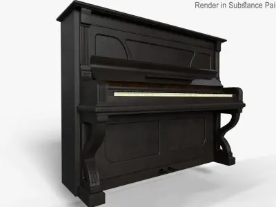 Old piano Low-poly 3D model