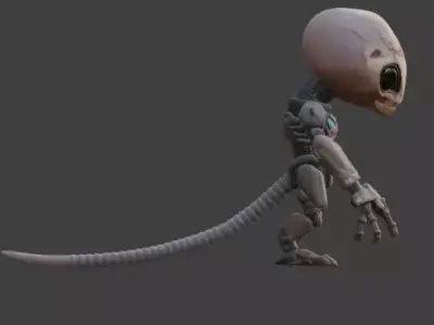 Stylized Bio-Tech Alien 3D Model Low-poly 3D model