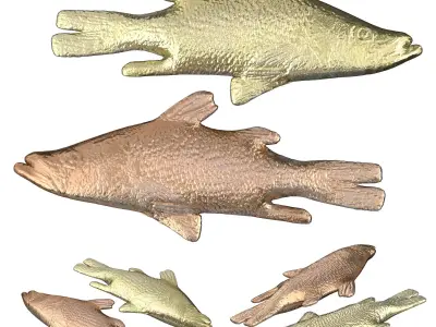 Bronze sculpture of fish 3D model