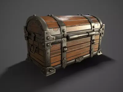 Medieval wooden chest Low-poly 3D model