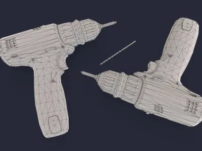 Screwdriver Drill Low-poly 3D model