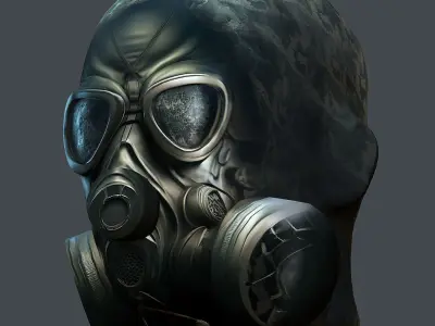 Gas mask helmet 3d model military combat Low-poly  Low-poly 3D model 4