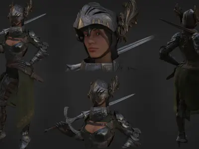 Girl Knight Low-poly 3D model