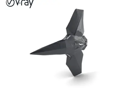 Stealth Spaceship Reconnaissance Angular Design Model Pack Low-poly 3D model