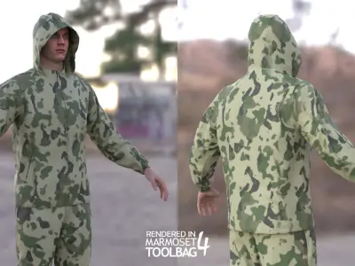 Man - Military Uniform 3 - Modular - Rigged Low-poly 3D model