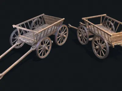 Medieval Cart 3 Low-poly 3D model