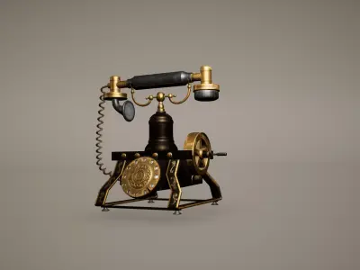 Telephone Low Poly Game Ready steampunk Low-poly 3D model