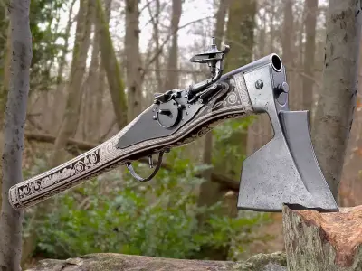 Shooting axe Low-poly 3D model
