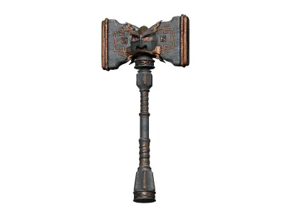Dwarf hammer game asset 3D model
