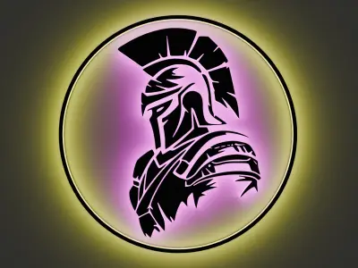 A stylized Spartan warrior in a helmet 3d model logo 3D print model