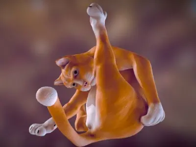 Licking Cat Free low-poly 3D model