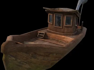 Cartoon boat Low-poly 3D model