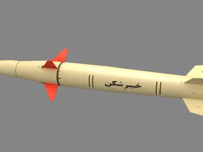 Kheibar Shekan-2 Iranian Ballistic Missile Low-poly 3D model