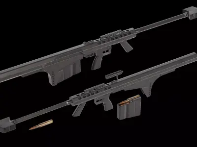 Barrett M82A2 bullpup rifle Low-poly 3D model