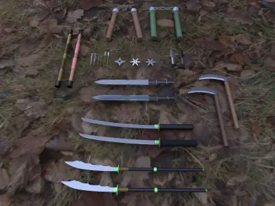 Asian Weapons Bundle 2K -Beta- -Commercial License- Low-poly 3D model
