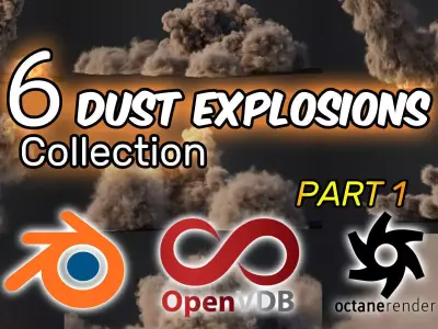 VDB Animated Dust Explosions Collection Part1 3D Model Pack