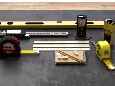 Professional Measurement Tools Set Low-poly 3D model