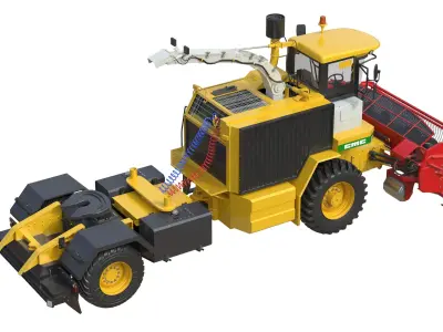 CMC Saturne 5800 Harvester With Trailer Low-poly 3D model