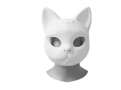 Minimalist Cat Mask with Color Character 3D model Low-poly Low-poly 3D model
