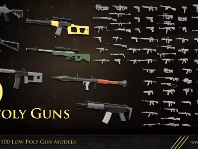 Noya 100 Low Poly Gun Models Free 3D model