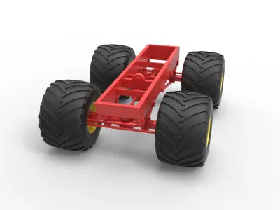Old school monster truck chassis Scale 1 to 25 3D print model