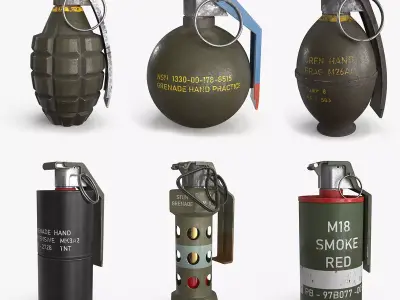 Hand Grenade Collection Low-poly 3D model