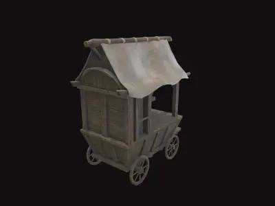 Medieval Cart V05 Low-poly 3D model