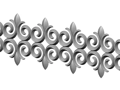 Floral scroll pattern strip relief 3D print model