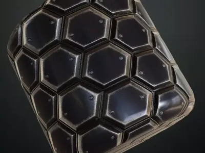 Hexagonal Sci-Fi Metal Plate PBR Seamless Texture