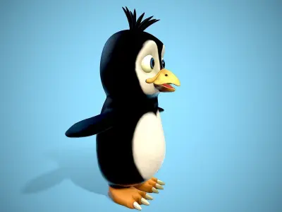 Cartoon penguin Low-poly 3D model get