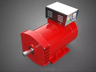 RED INDUSTRIAL AC GENERATOR ALTERNATOR DYNAMO MOTOR CONTROL BOX 3D model