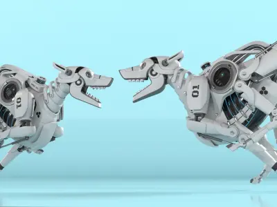 Running Futuristic Robotic Dog White 3D model