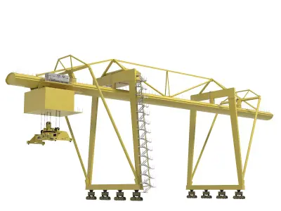 Container yellow cargo crane 3D model