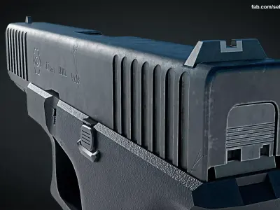 Modern Pistol Low-poly 3D model