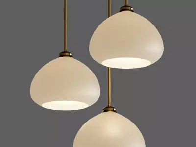 Amonte 1 Light Satin Gold Pendant with Matte Opal Glass Shade 3D model purchase