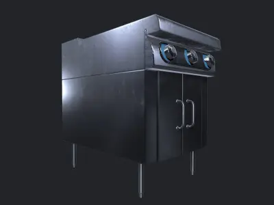 Stainless Steel Modern Restaurant Gas Stove Free low-poly 3D model