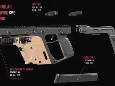 Modular SMG  Kriss Vector gen2 Low-poly 3D model