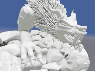 Monster creature on rock 3D print model
