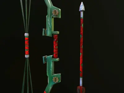 Metal Bow and Arrow Free low-poly 3D model