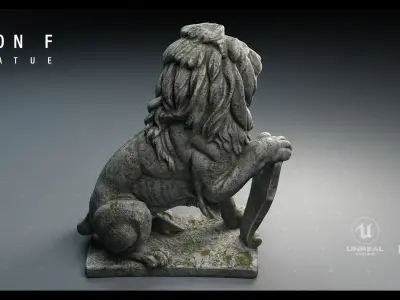 Lion Statue F PBR 4K Low-poly 3D model