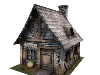 Medieval Building 08 Cottage Low-poly 3D model