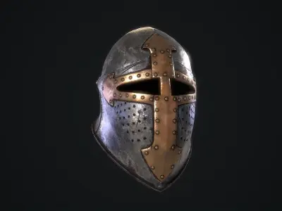 Medieval Helmet Low-poly 3D model 3