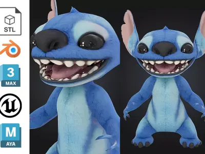 Stitch Cute Alien Cartoon Character Low-poly 3D model