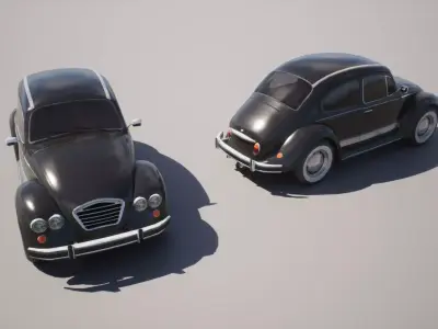 Low Poly Small Car 2 - Game Ready Low-poly 3D model