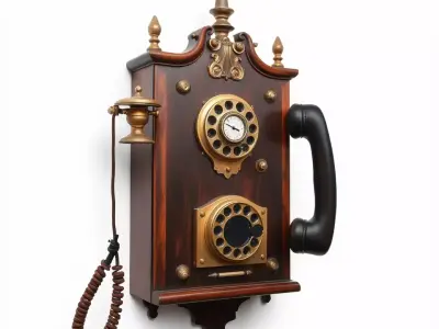 Vintage Wooden Telephone model pack Low-poly 3D model